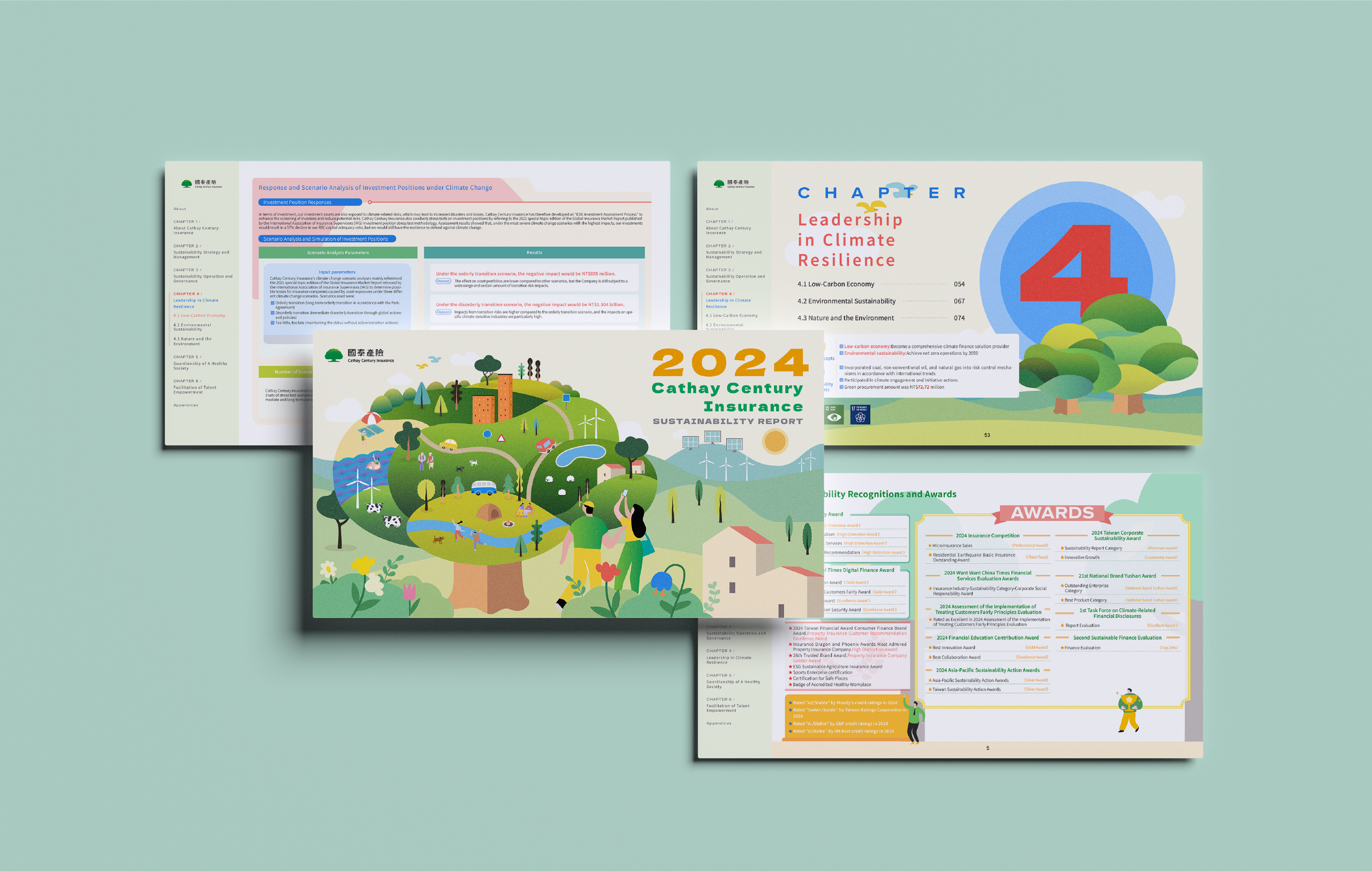 Cathay Century Insurance 2024 Sustainability Report Artistic Layout Design [書本設計/平面設計/書本印刷設計/排版設計/CSR企業社會責任報告書美編排版設計/ESG永續報告書美編排版設計/ESG永續報告書網站設計]電腦版(1)